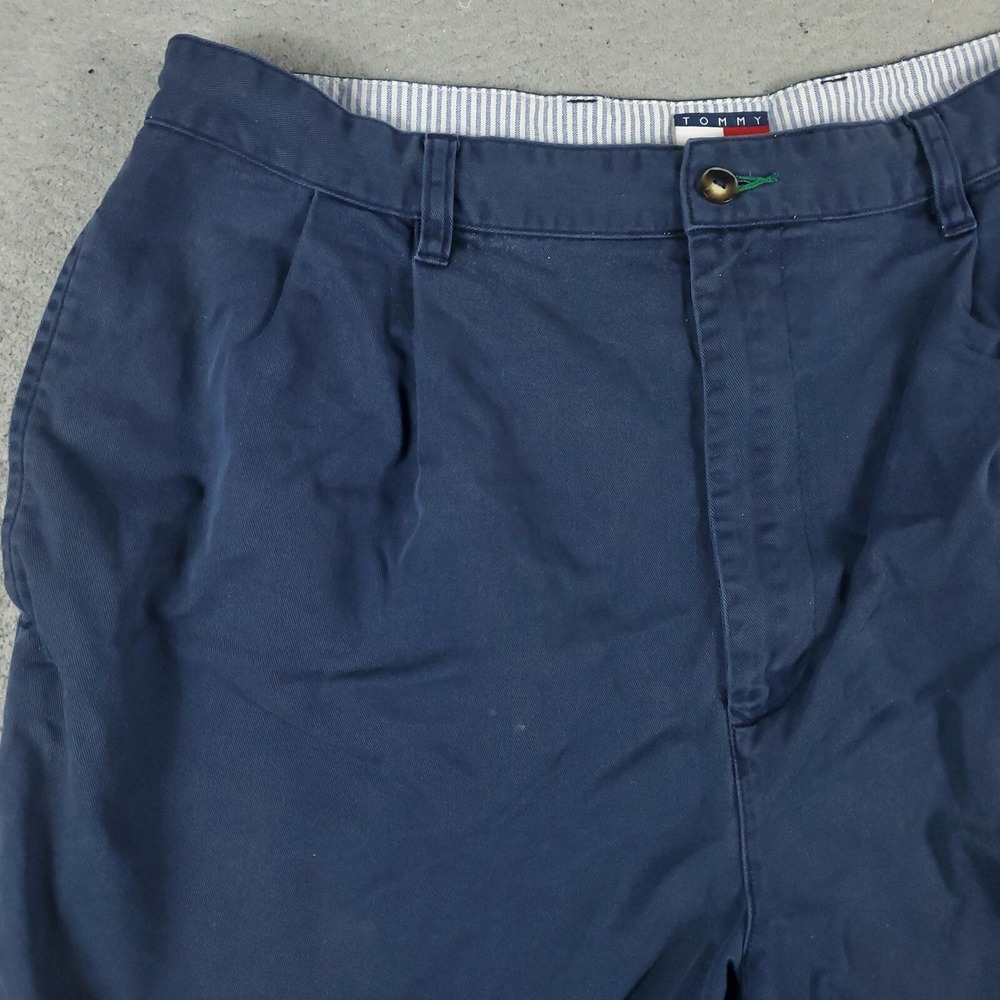 Tommy Hilfiger Shorts Mens Size 36 Blue Vintage Pleated Chino * - Picture 2 of 9